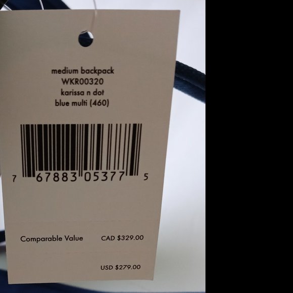 NWT Kate Spade Navy w/White Polka Dot Backpack - Picture 9 of 12